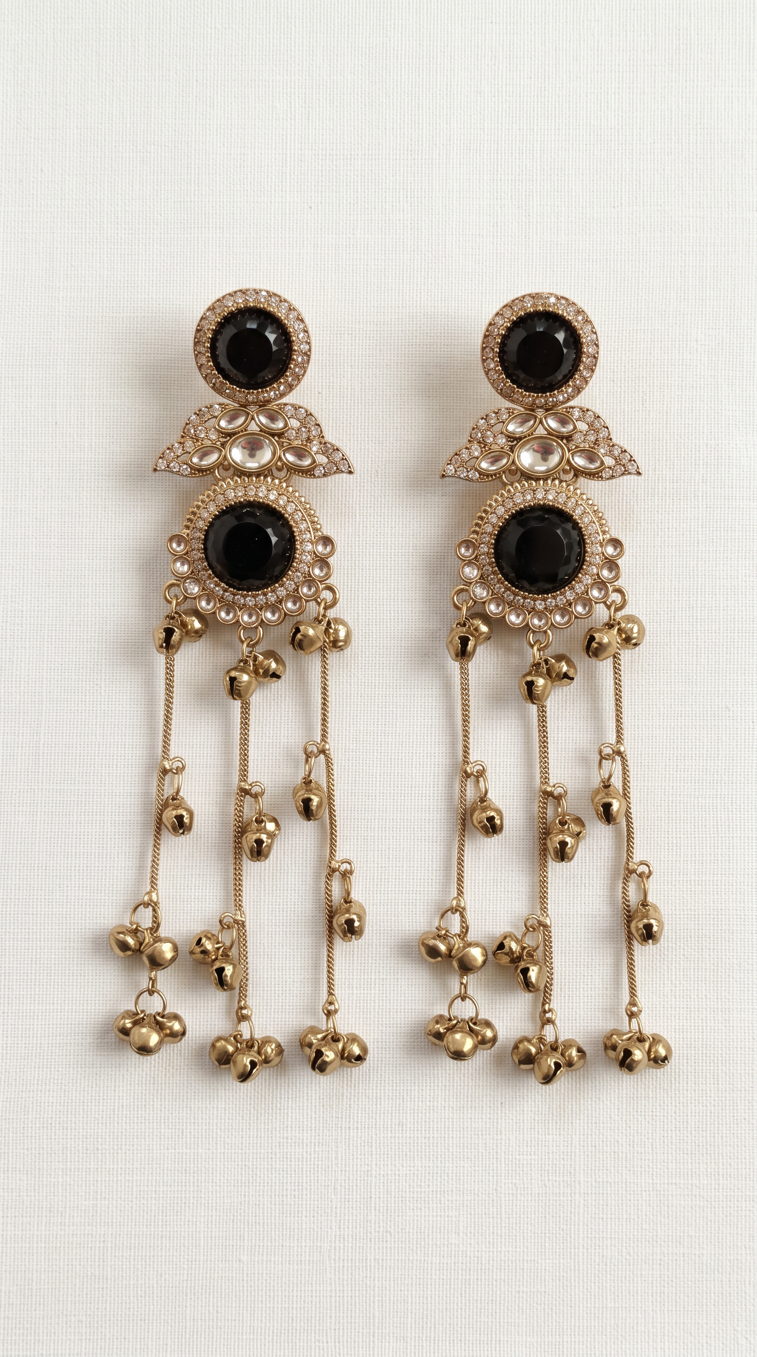 Womens Black Diamonte Kashmiri Earrings