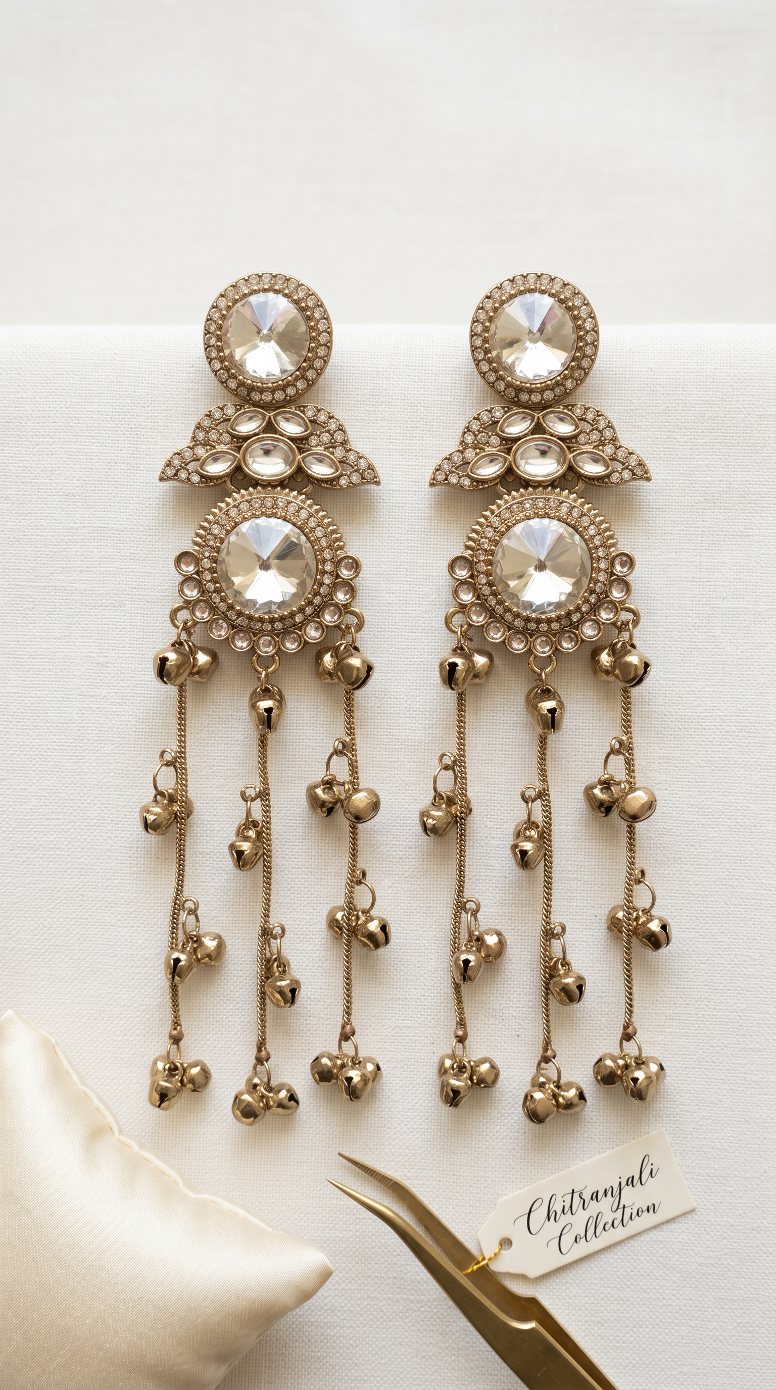 Womens Clear Diamonte Kashmiri Earrings