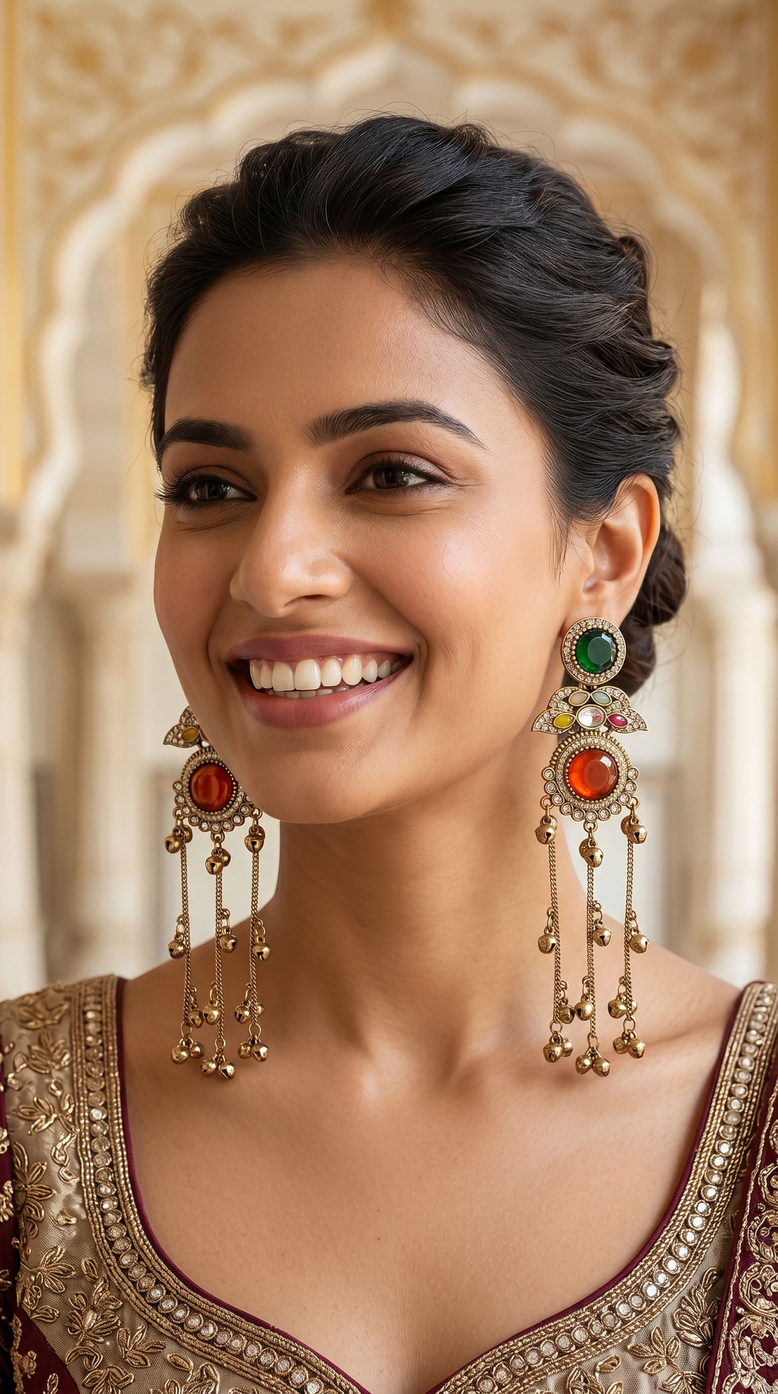 Red & Green Kashmiri Earrings