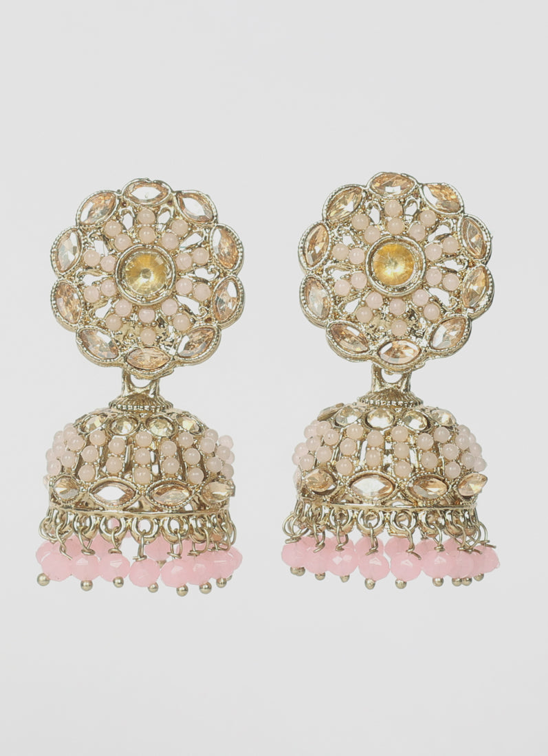 Pink Diamonte Jumka Set