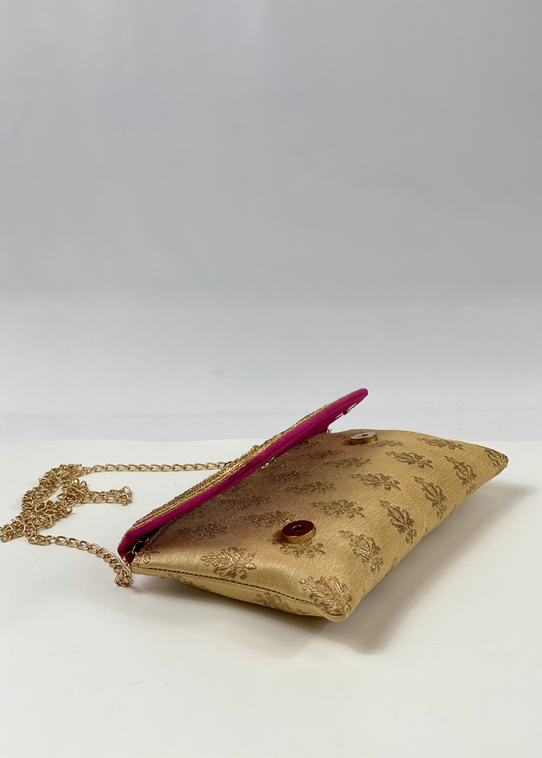 Silk Embroidered Handbag-Pink