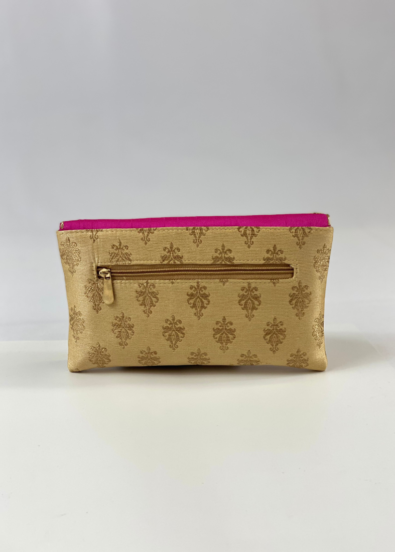 Silk Embroidered Handbag-Pink