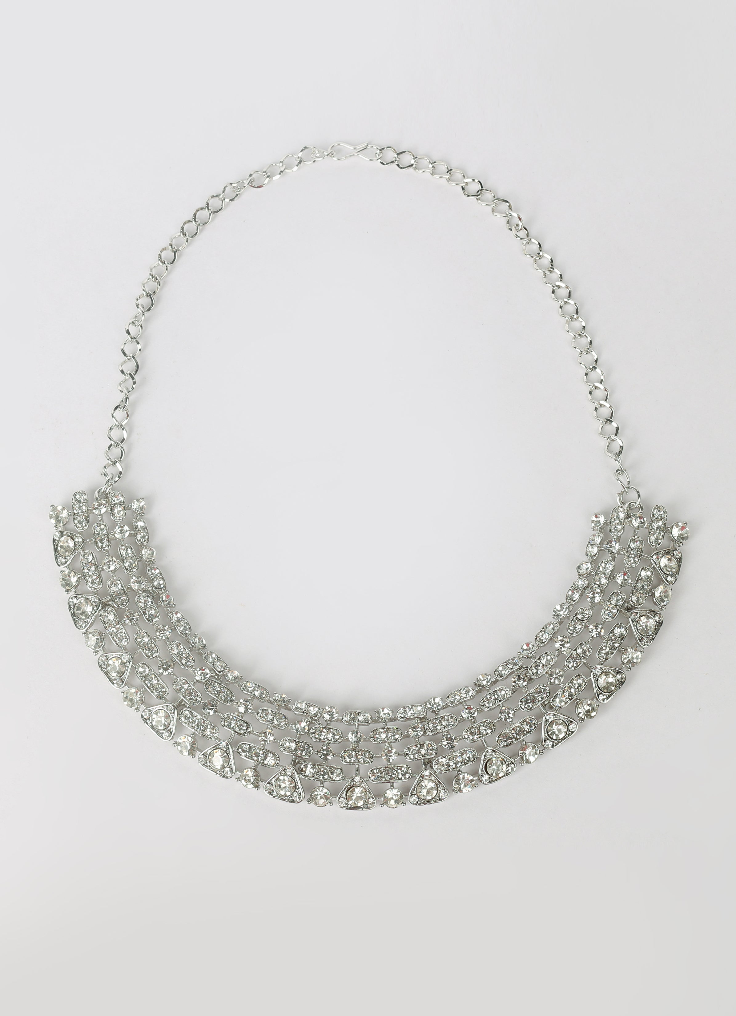 Silver Diamonte Necklace Set