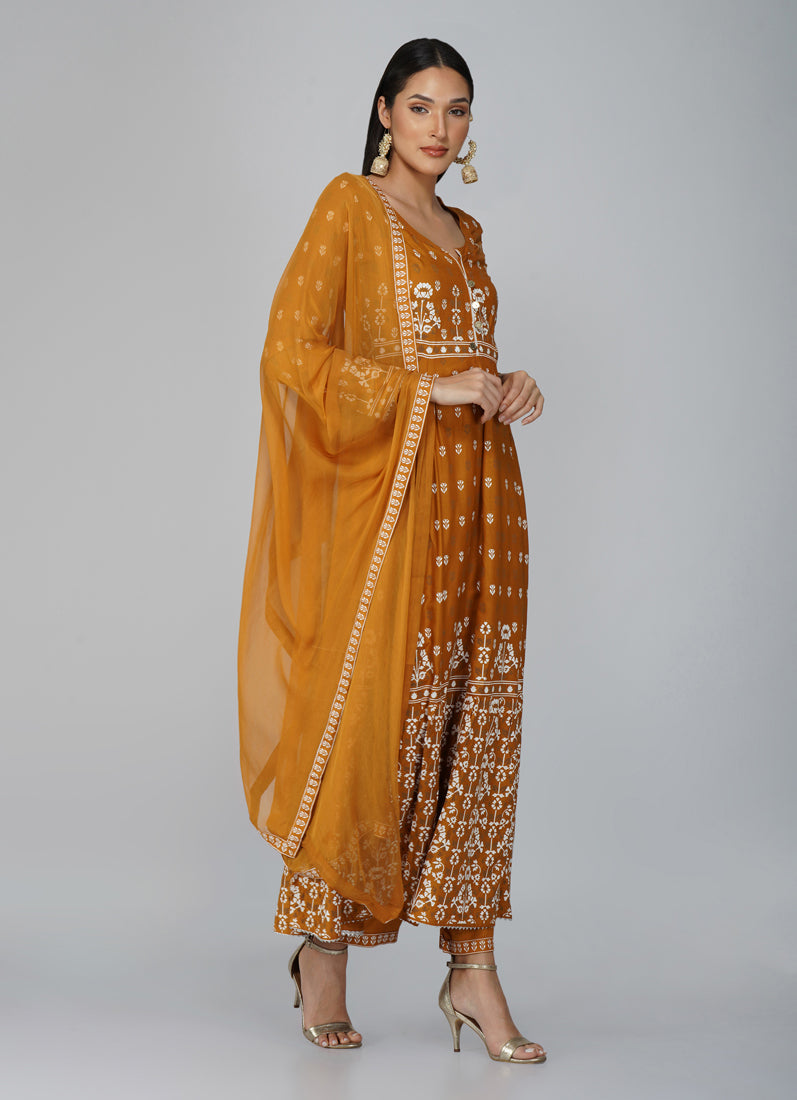 Mustard Anarkali Suit Set