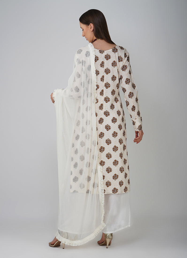 Off-White Printed Straight Cut Suit Set