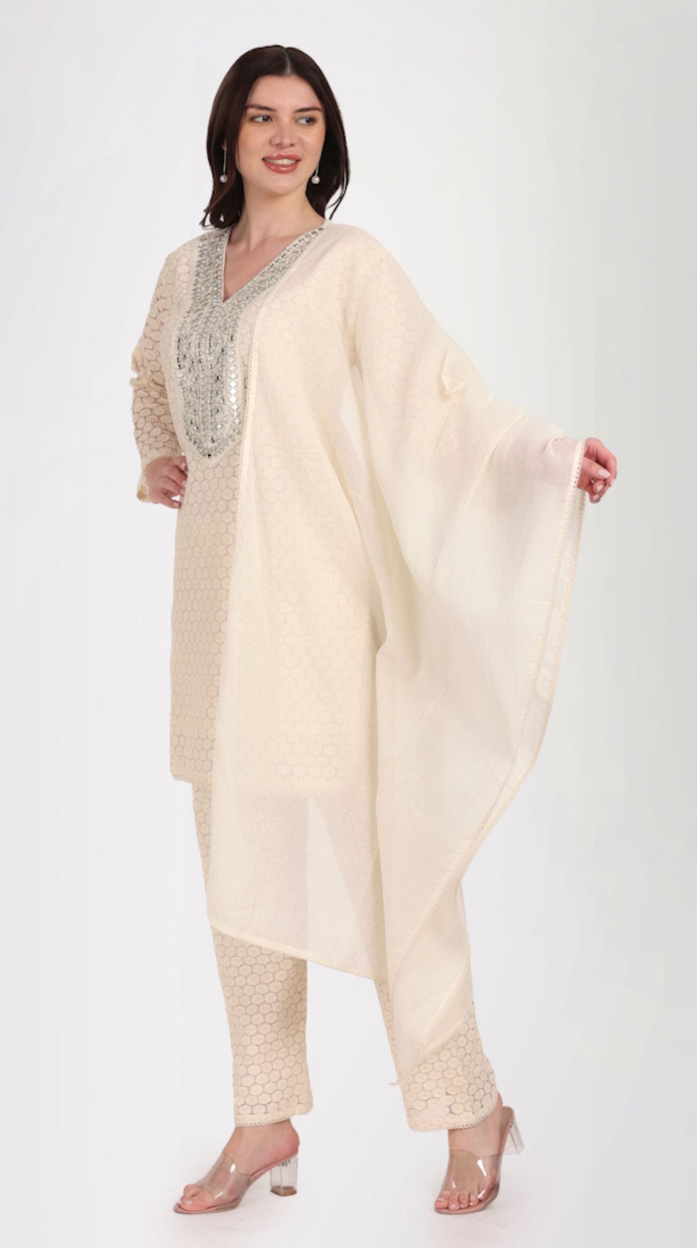 Ivory Embroidered Suit Set