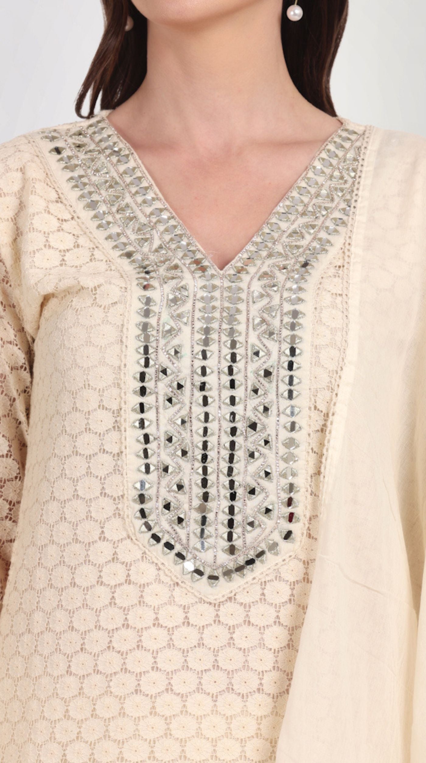Ivory Embroidered Suit Set