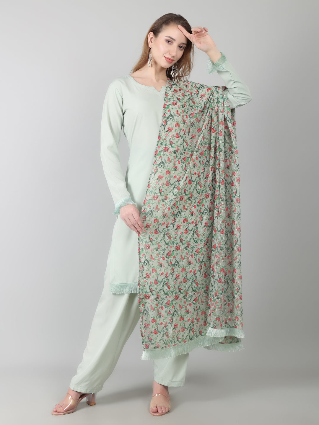 Light Blue Printed Dupatta Suit Set