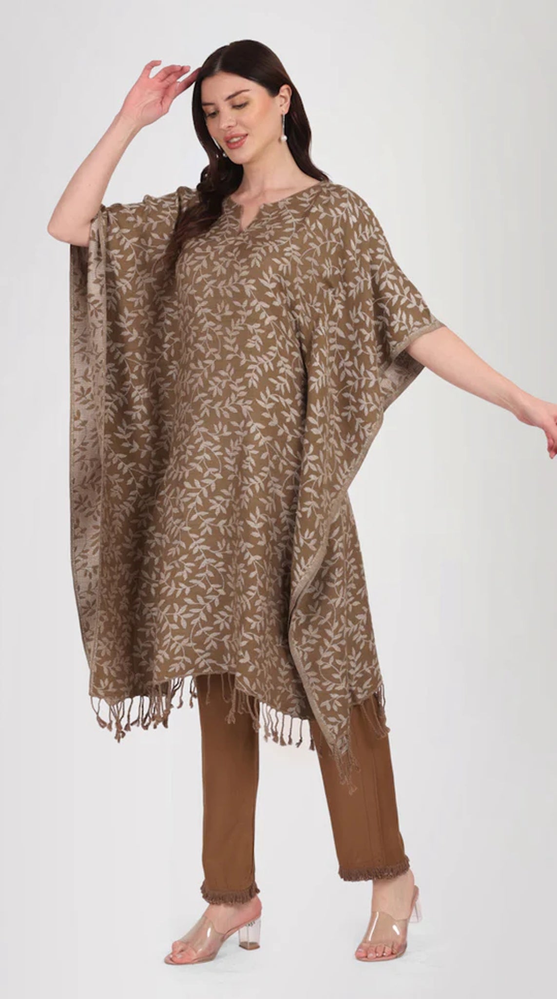 Mouse Brown Kaftan Style Shawl Co-ord Set