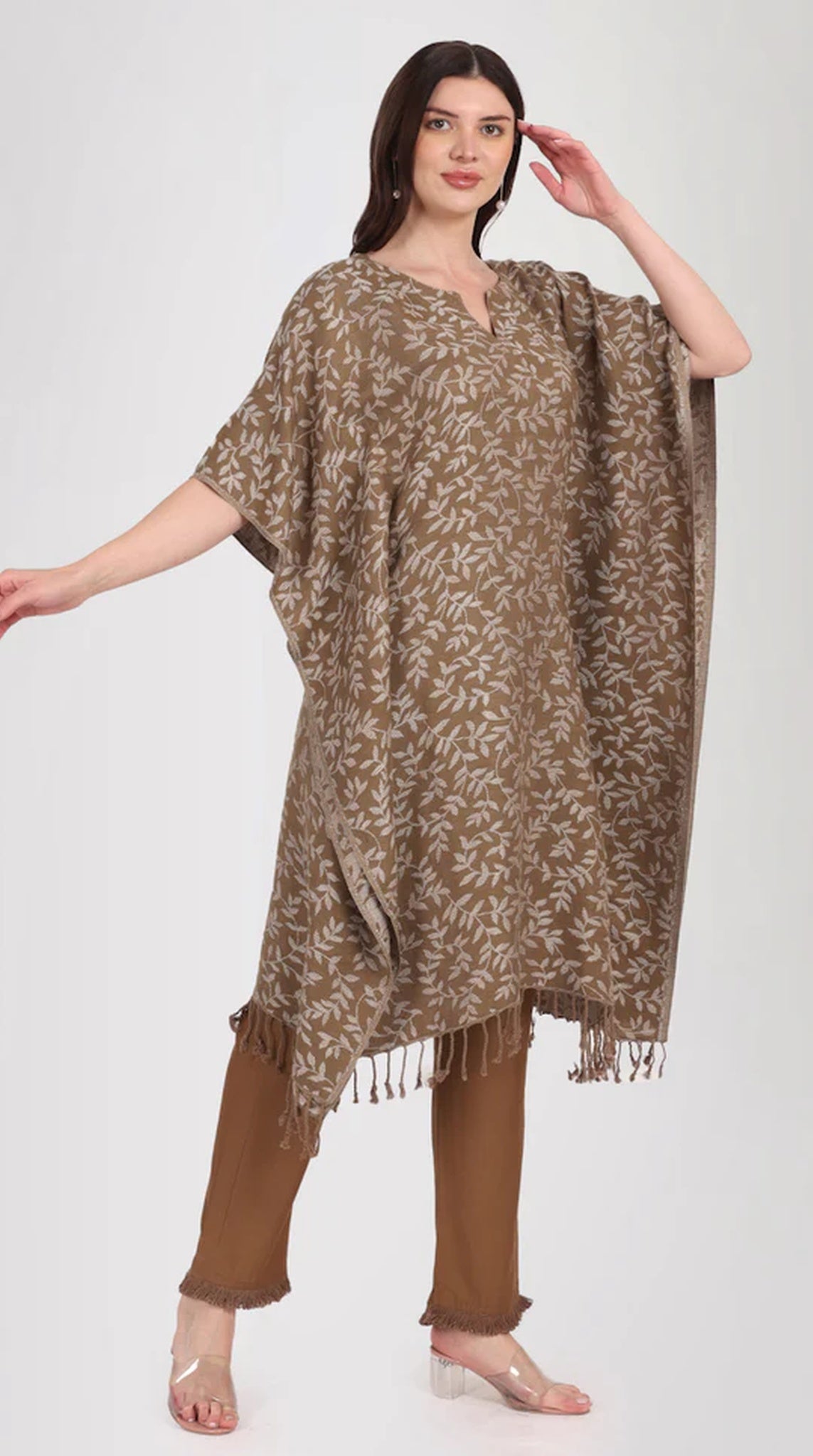 Mouse Brown Kaftan Style Shawl Co-ord Set