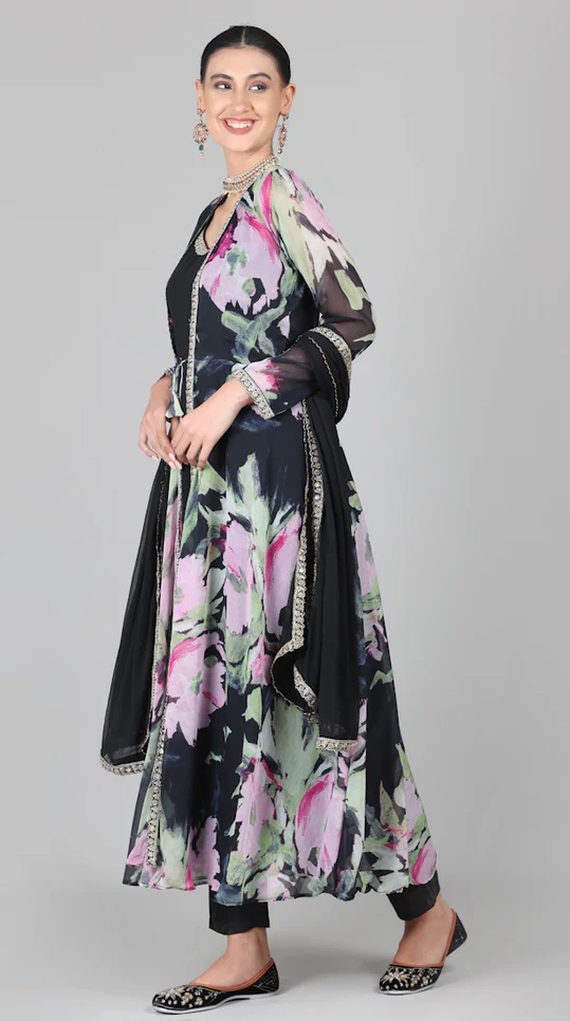 Black Bias Cut Jacket Style Suit Set