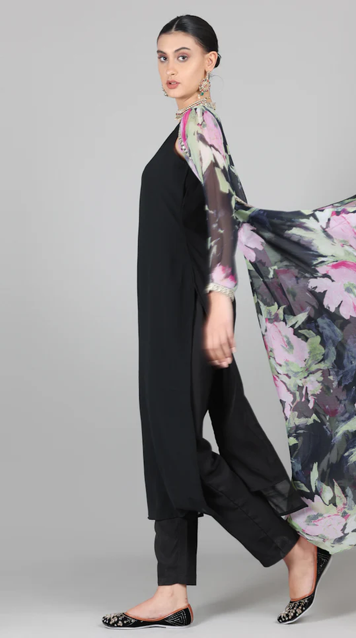 Black Bias Cut Jacket Style Suit Set