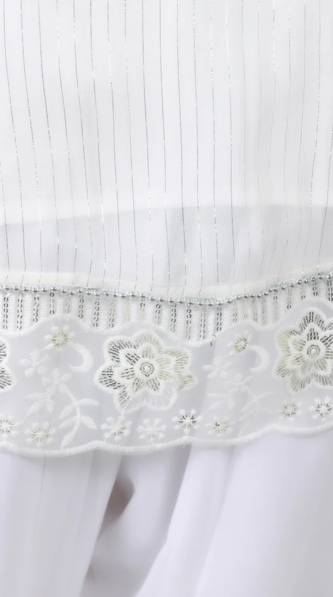 White Georgette Lurex Lace Suit Set