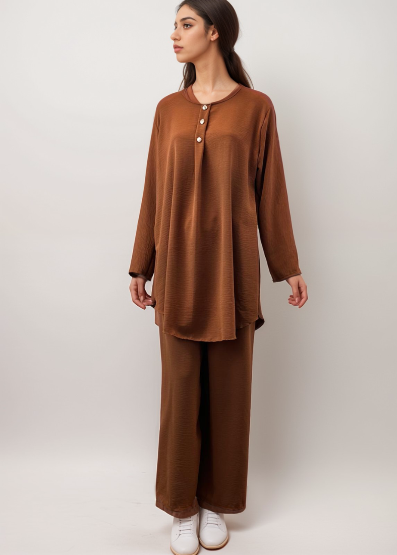 Brown Cotton Co-ord Set