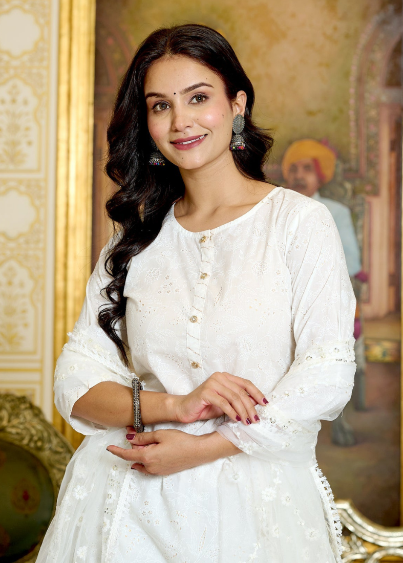 White Cotton Suit Set