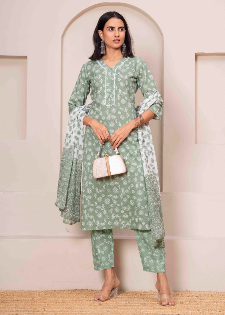 Mint Green Straight Cut Suit Set