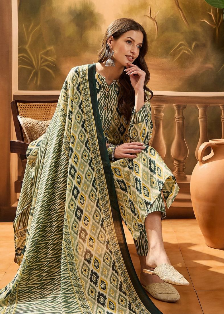 Straight Cut Suit Set In Green