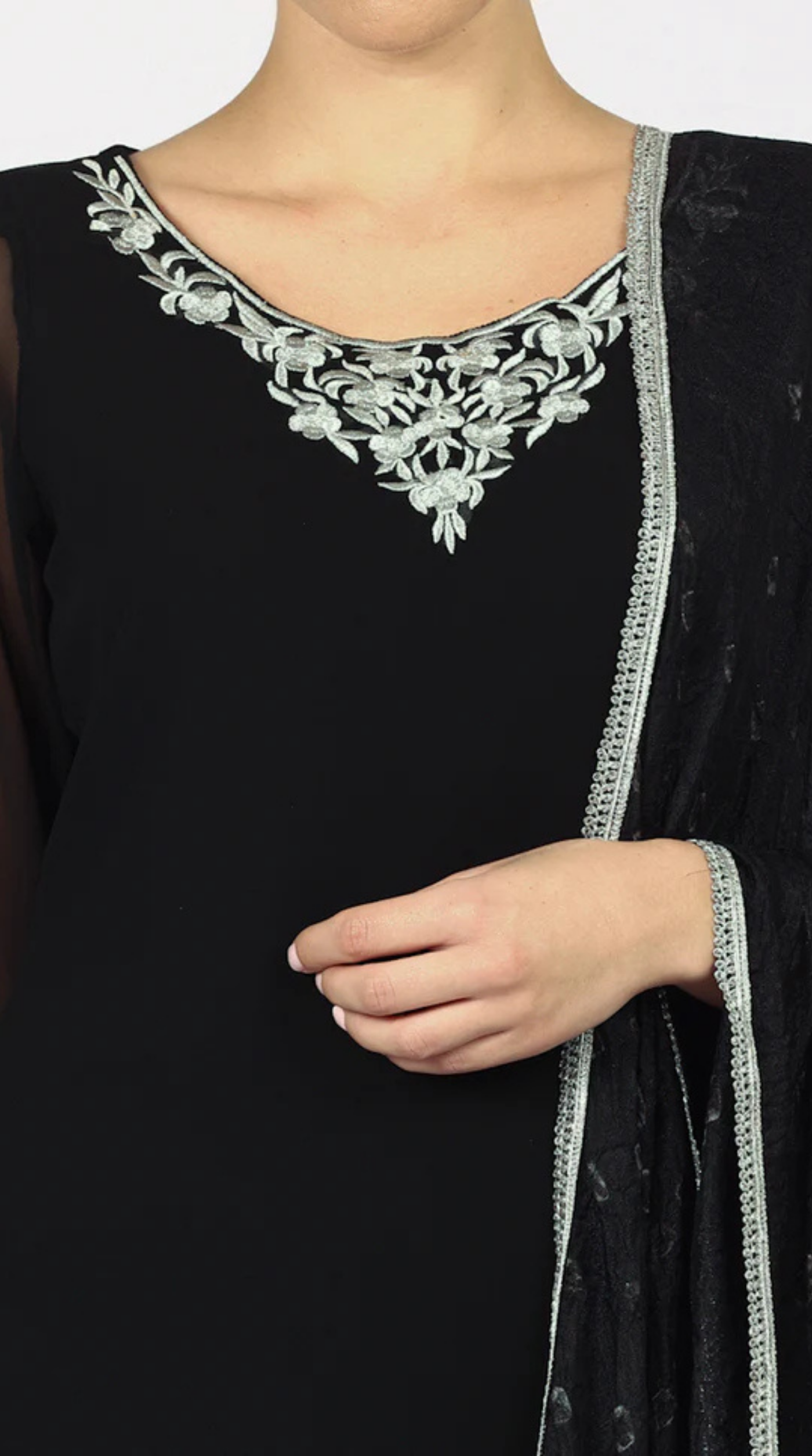 Black Georgette Bandhani Dupatta Suit Set