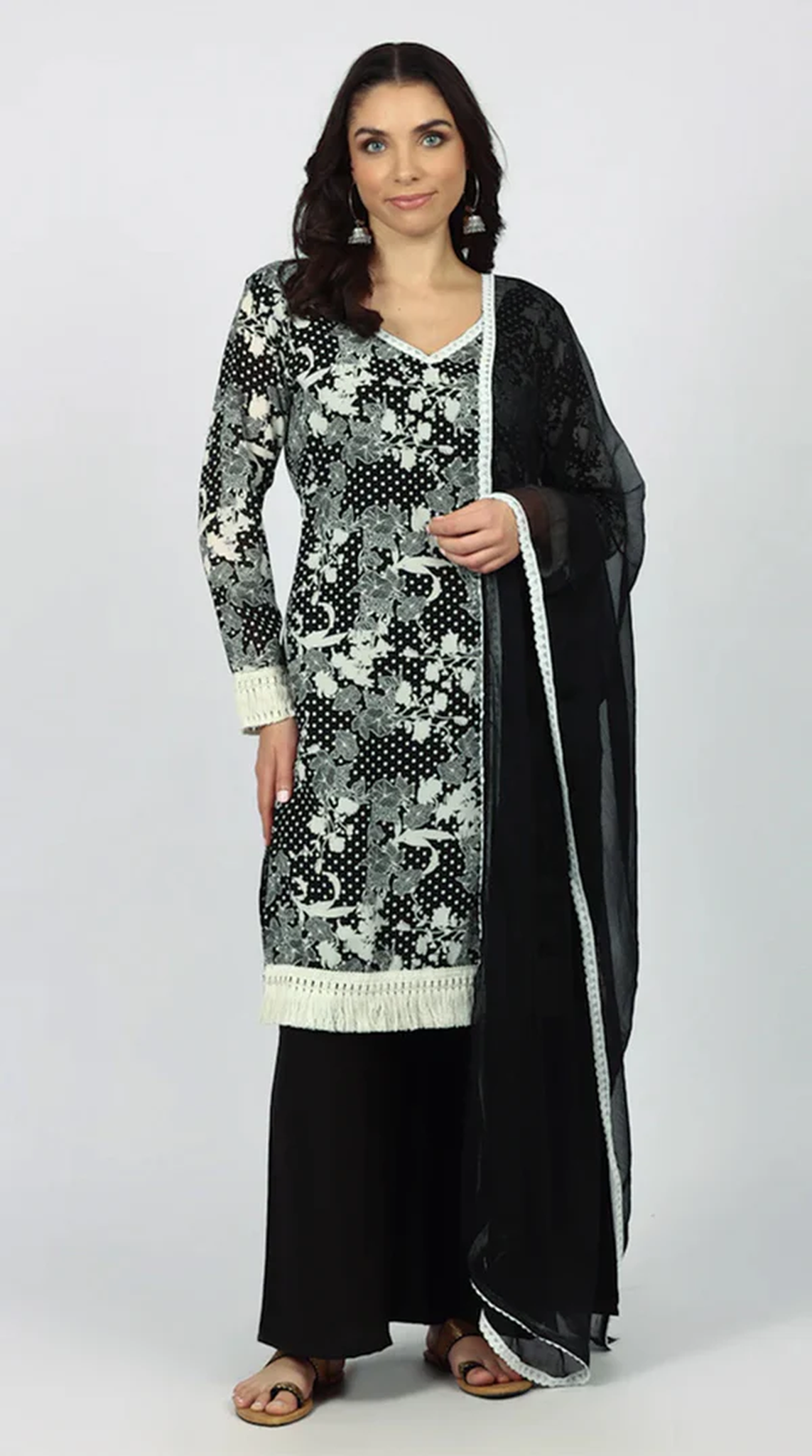 Black Georgette Shift Suit Set