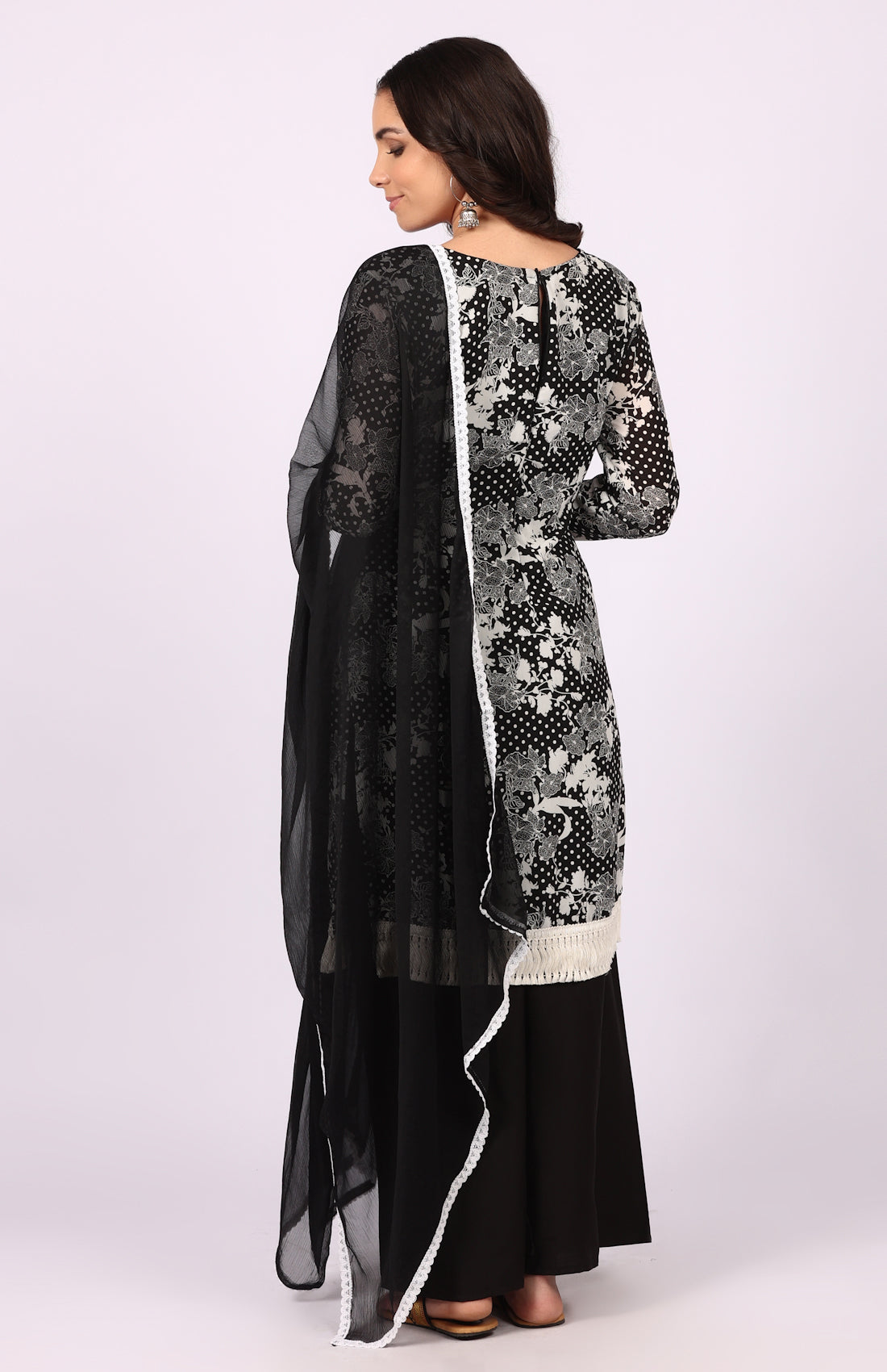 Black Georgette Shift Suit Set