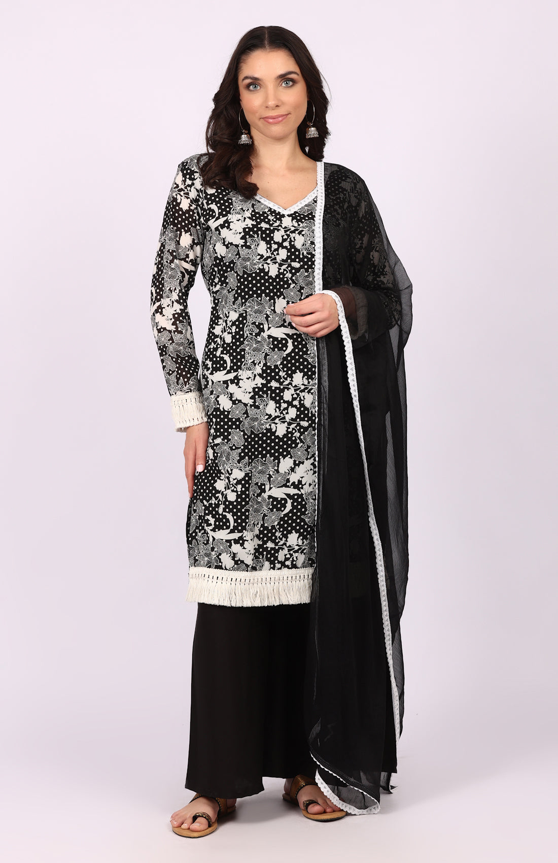 Black Georgette Shift Suit Set