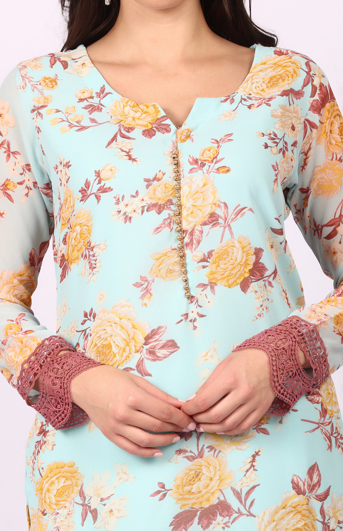 Blue Georgette Floral Printed Suit Set