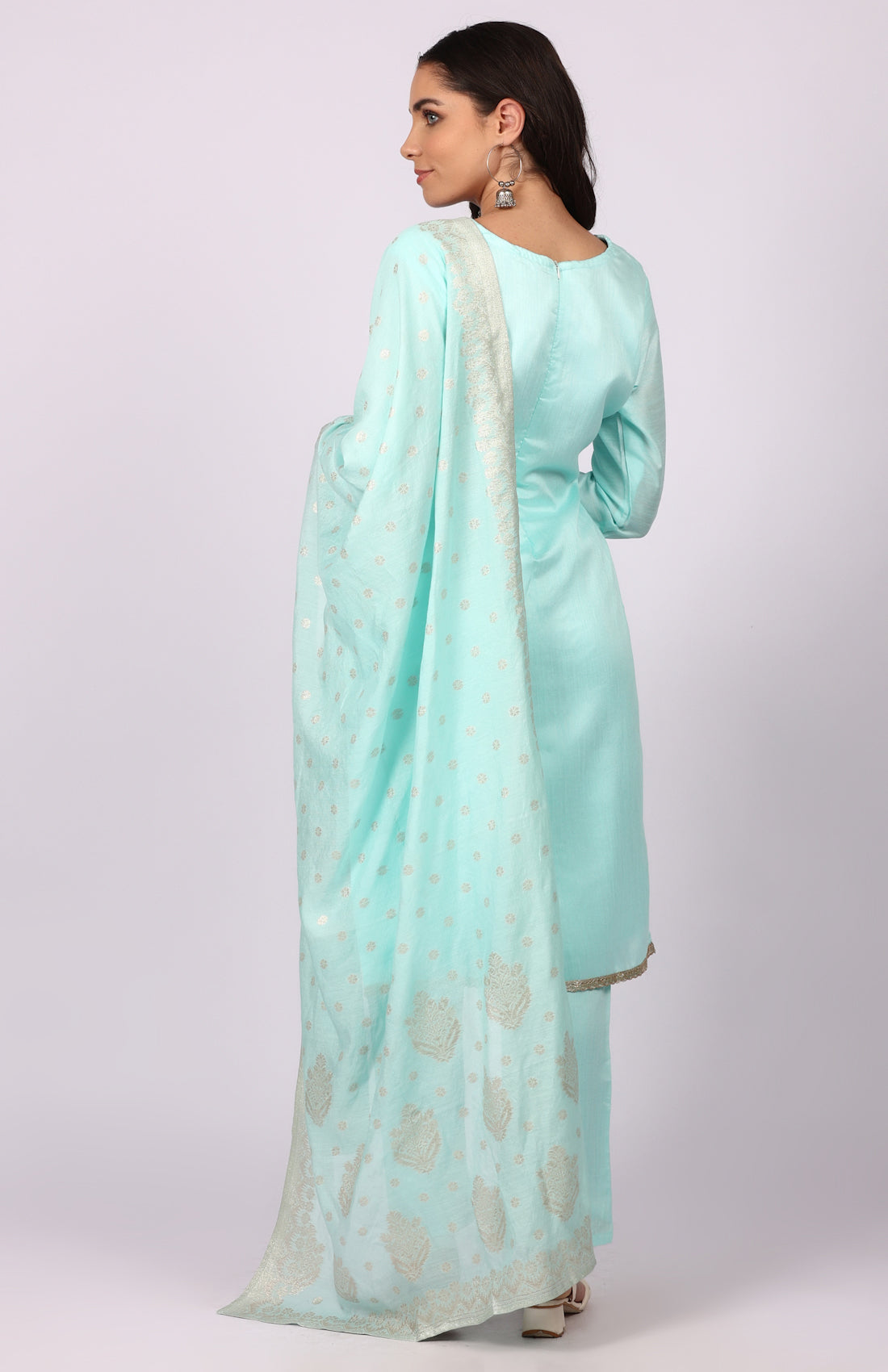 Blue Dupion Suit Set