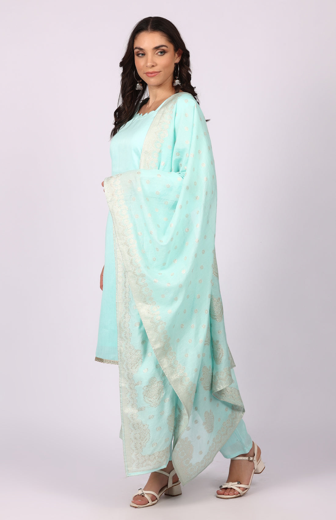 Blue Dupion Suit Set