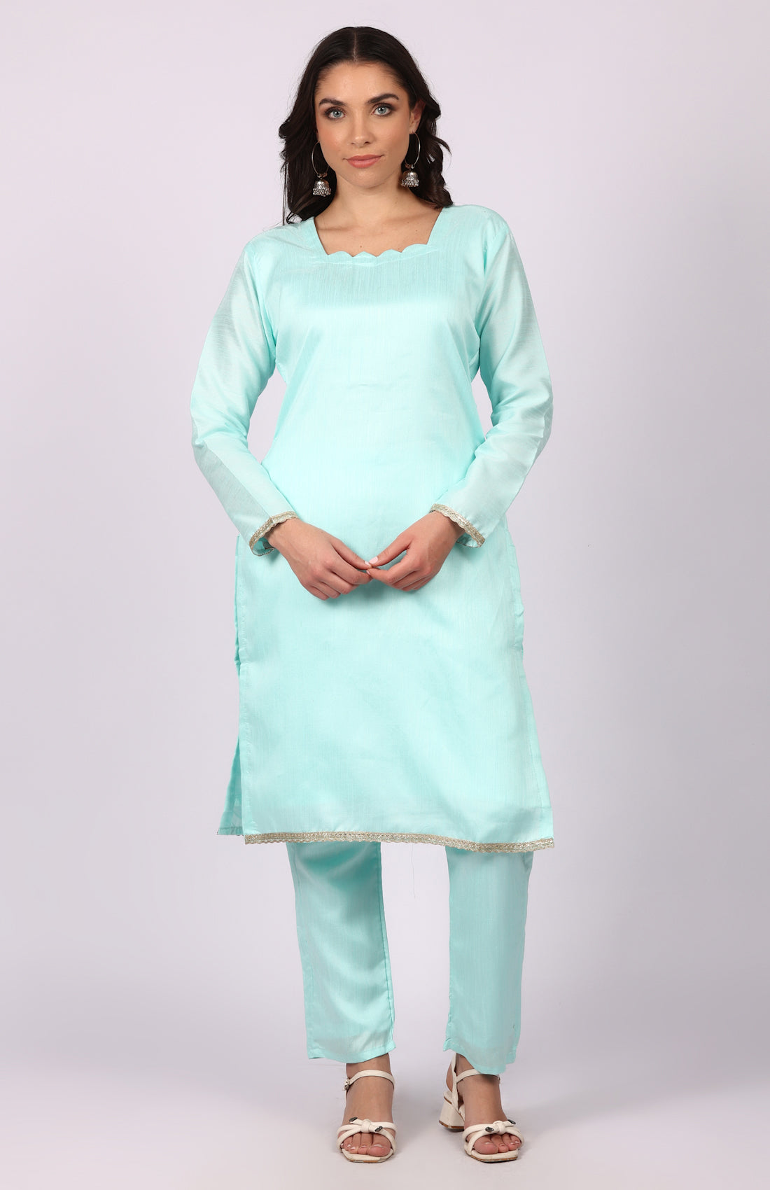 Blue Dupion Suit Set
