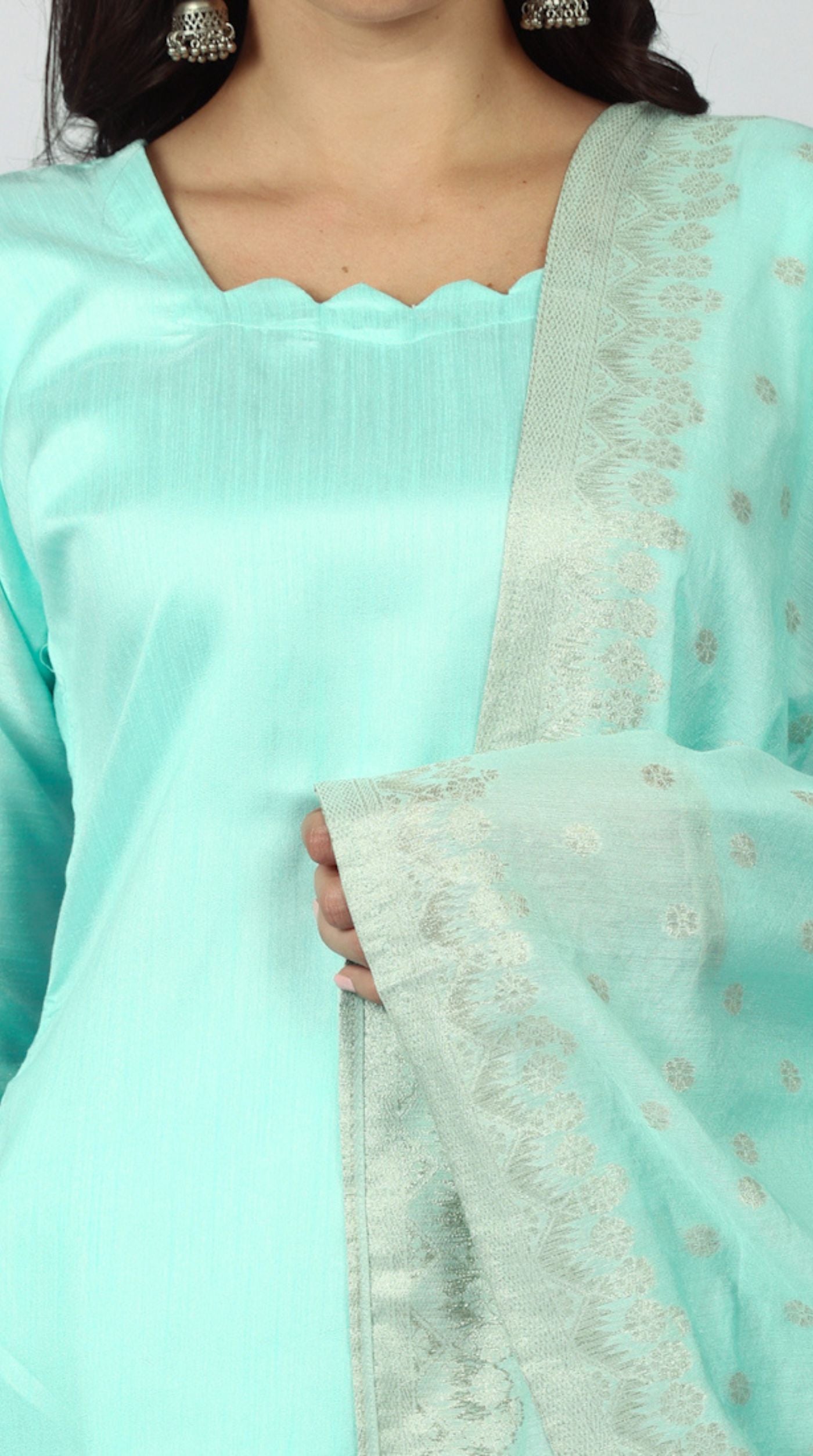 Blue Dupion Suit Set