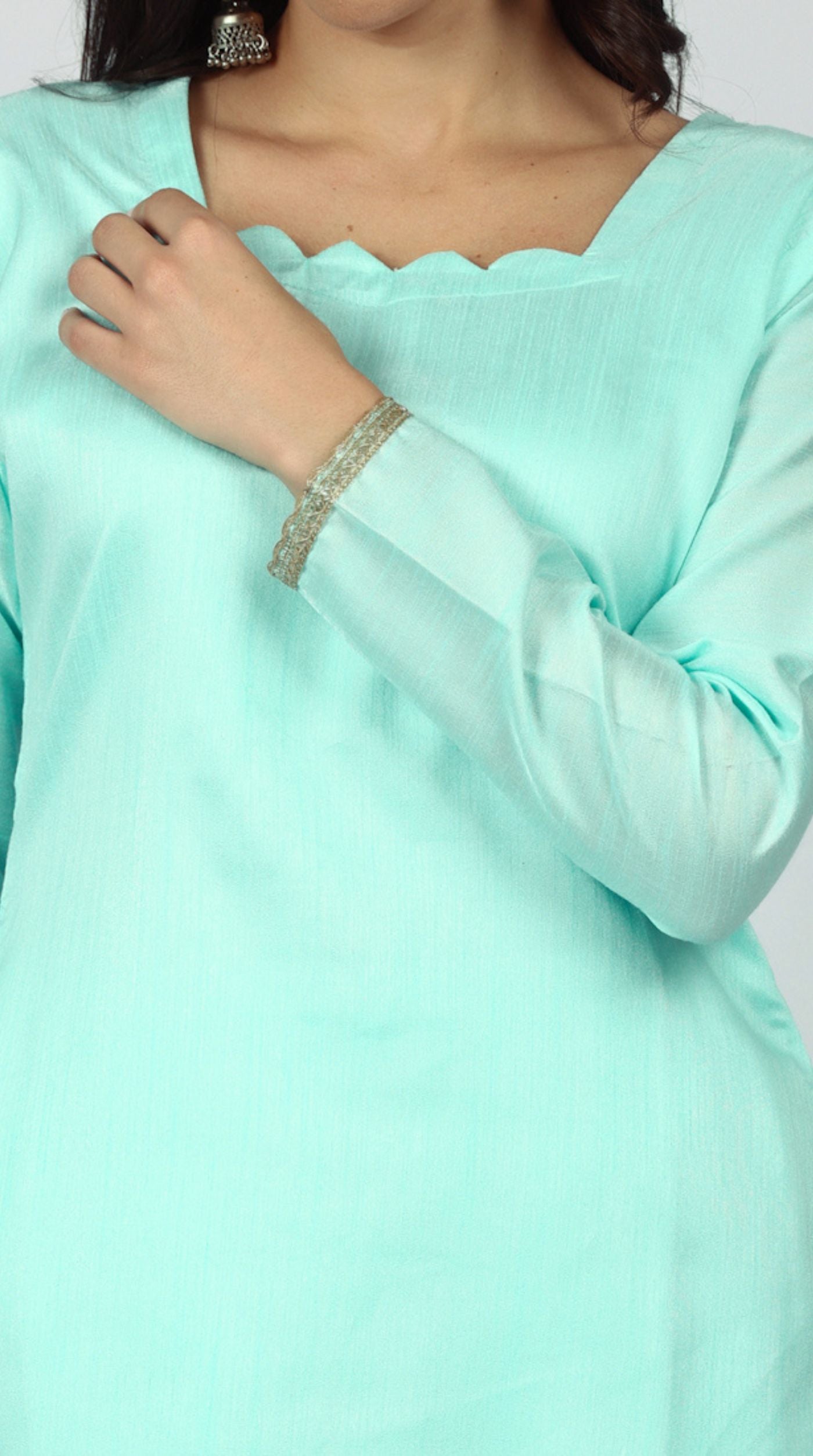 Blue Dupion Suit Set