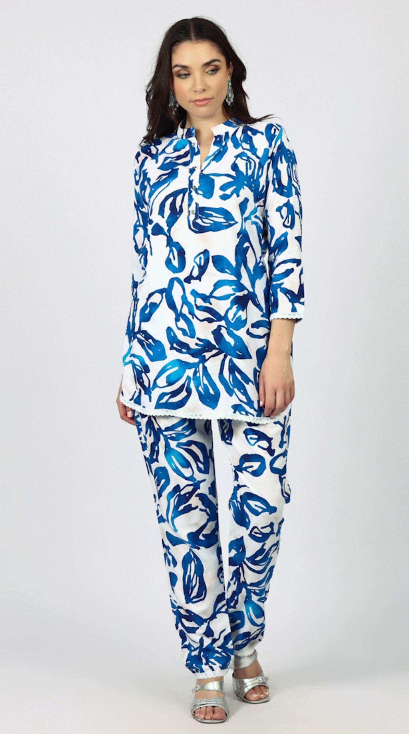 White Rayon Printed Co-ord Set