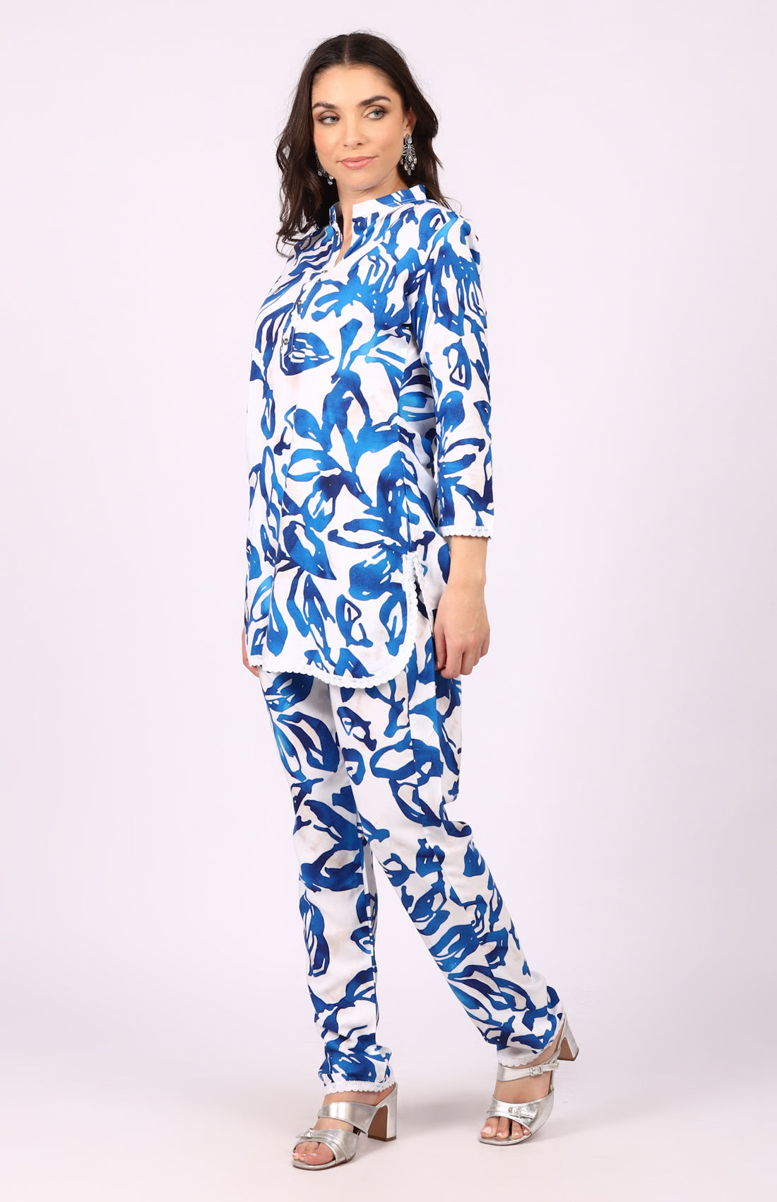 White Rayon Printed Co-ord Set