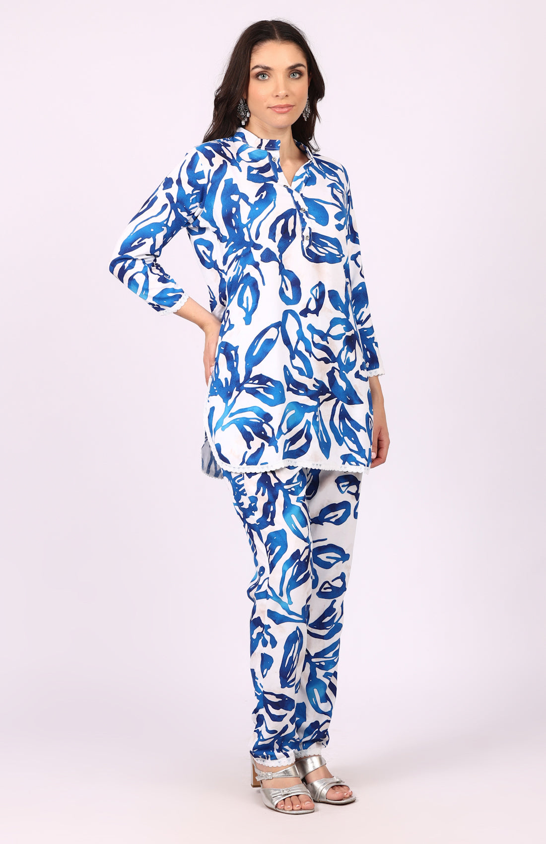 White Rayon Printed Co-ord Set