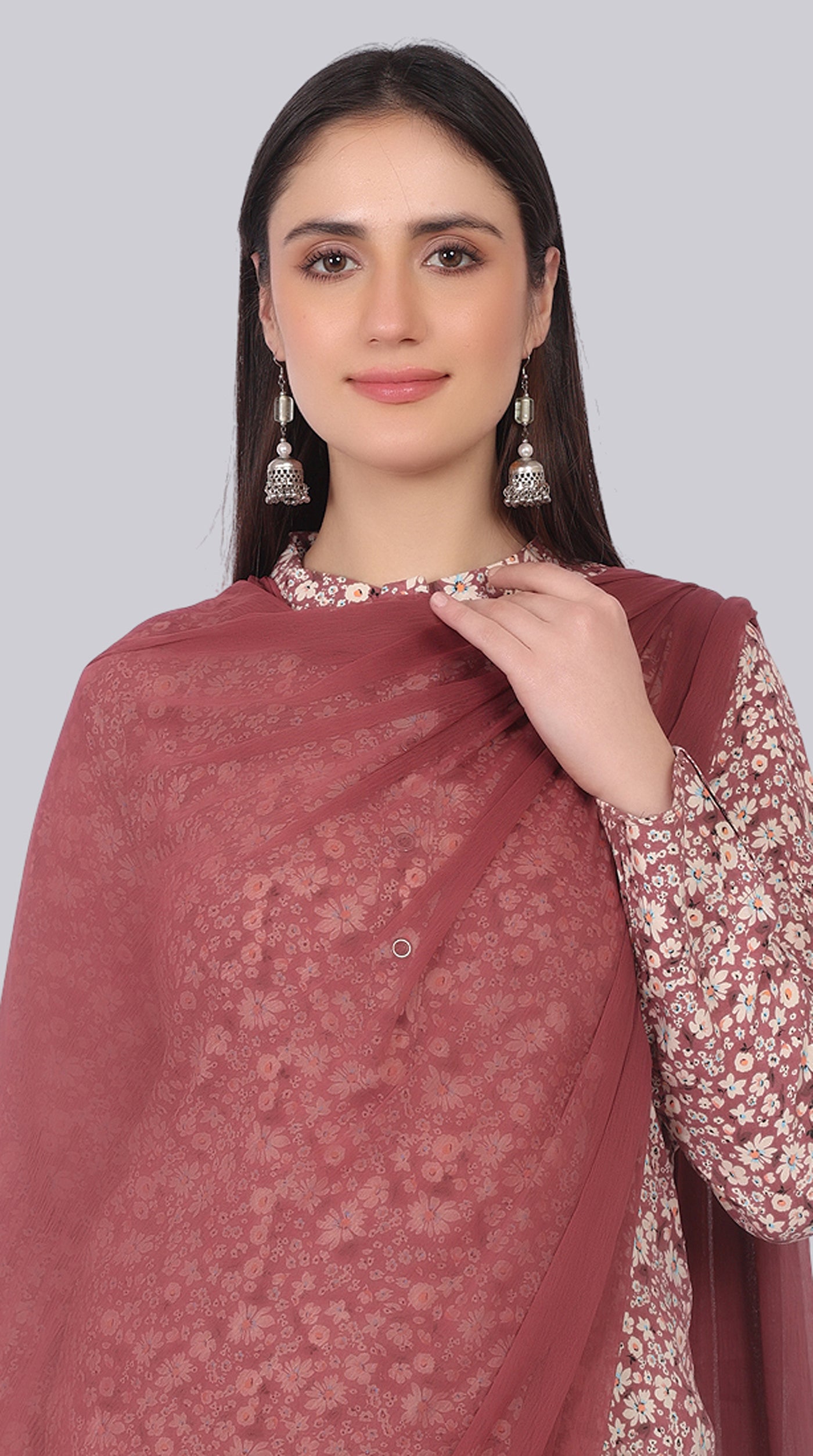 Brown Rayon Shift Style Suit Set