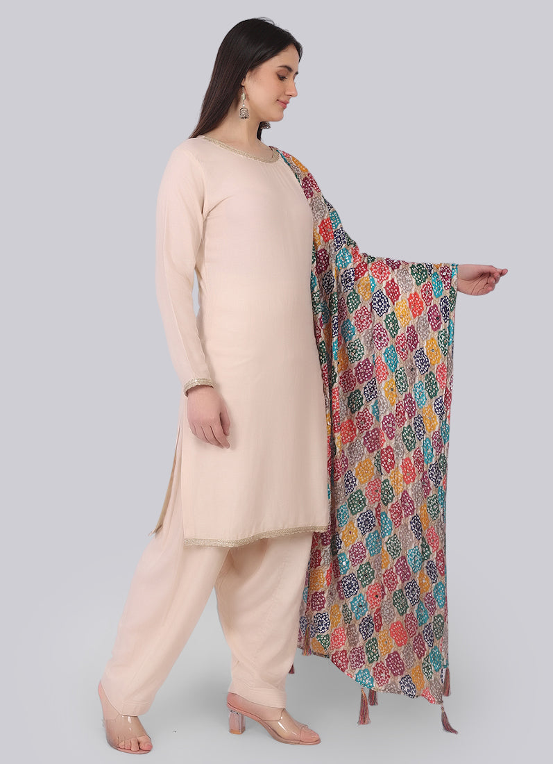 Ivory Rayon Shift Suit Set