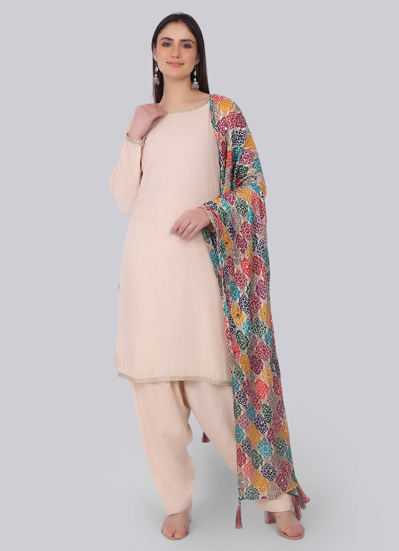 Ivory Rayon Shift Suit Set