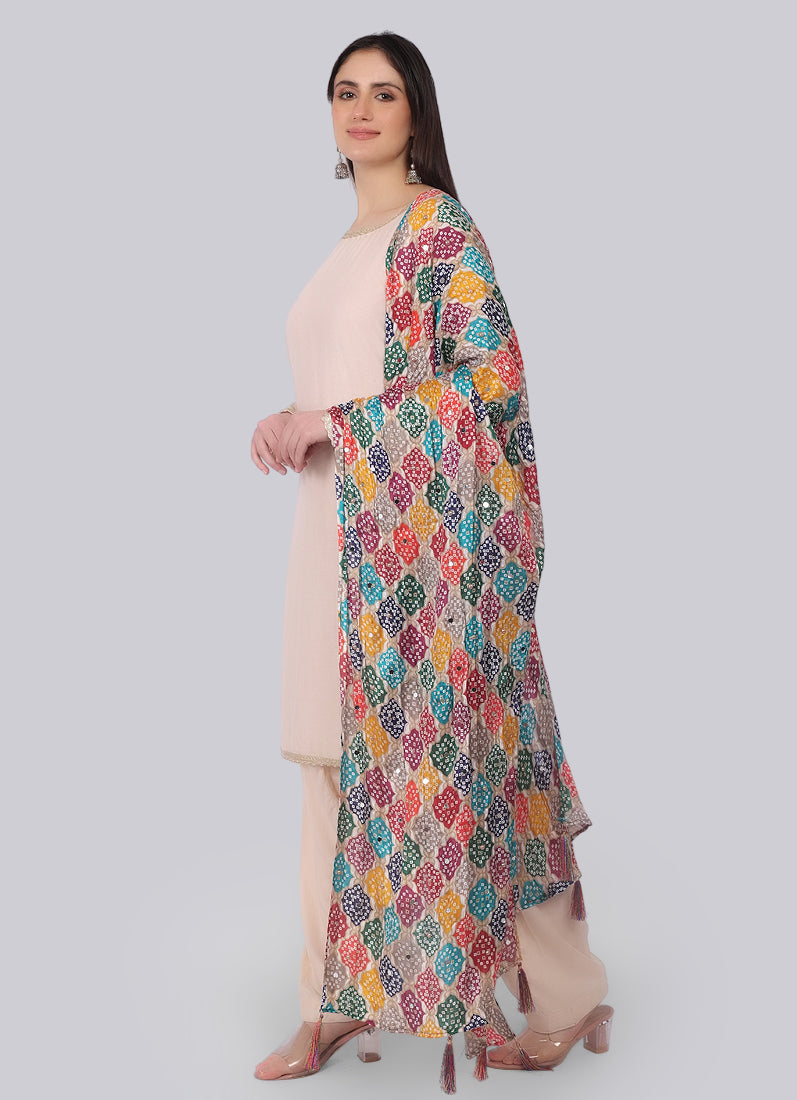 Ivory Rayon Shift Suit Set