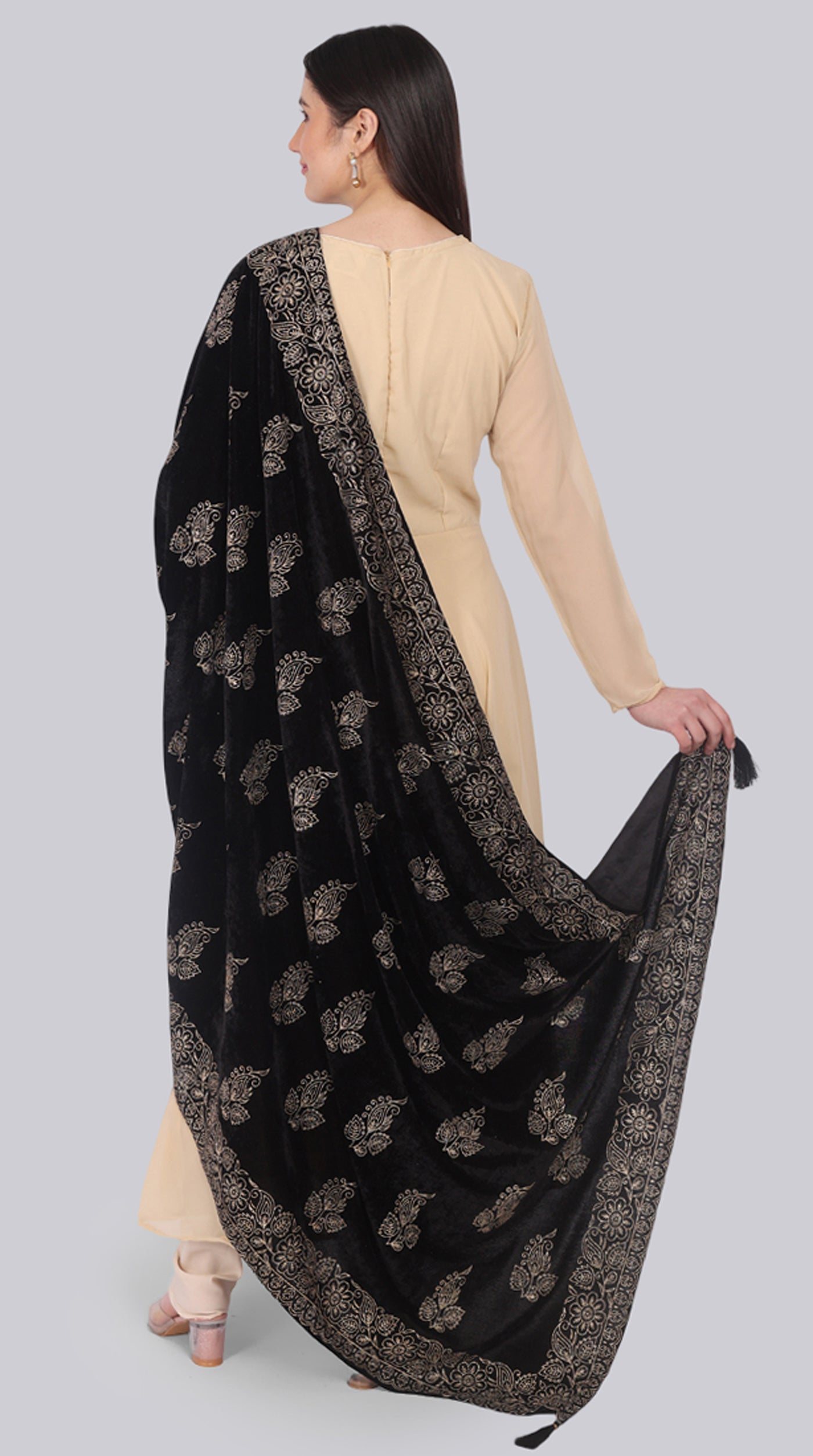 Georgette Beige Bias-Cut Suit Set