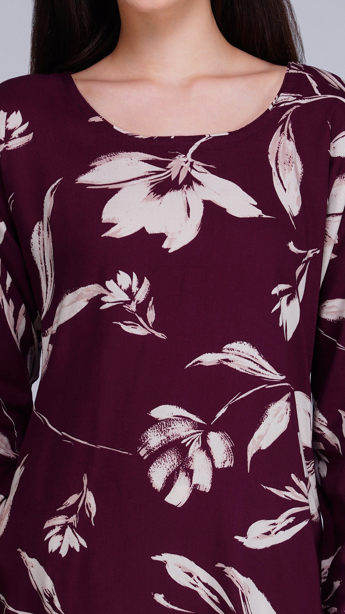 Maroon and white floral salwar kameez with white dupatta – Diya Online