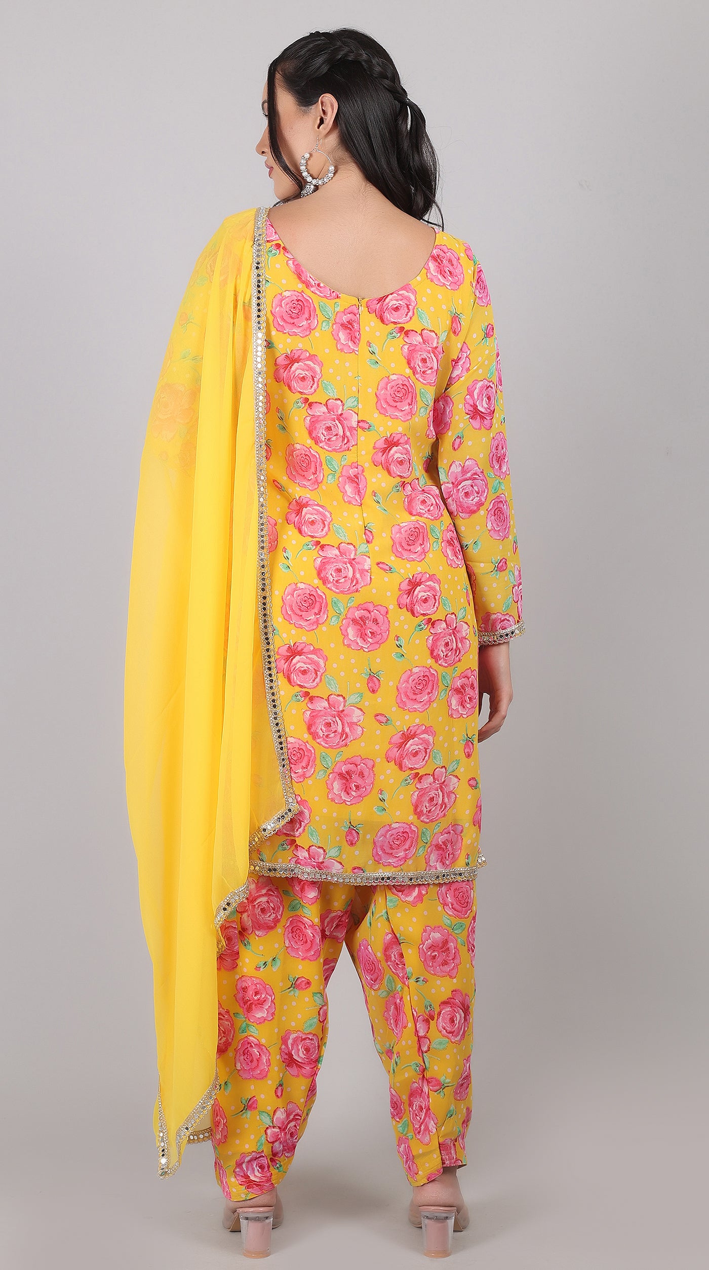 Yellow Georgette Suit Set with Dupatta
