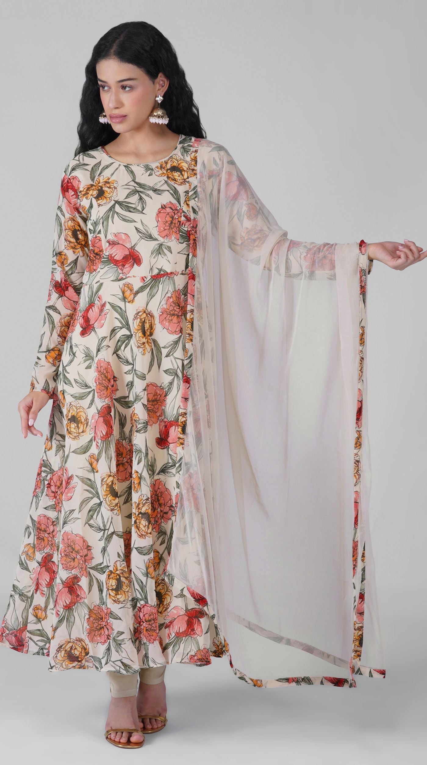 Ivory Elegant Printed Suit Set