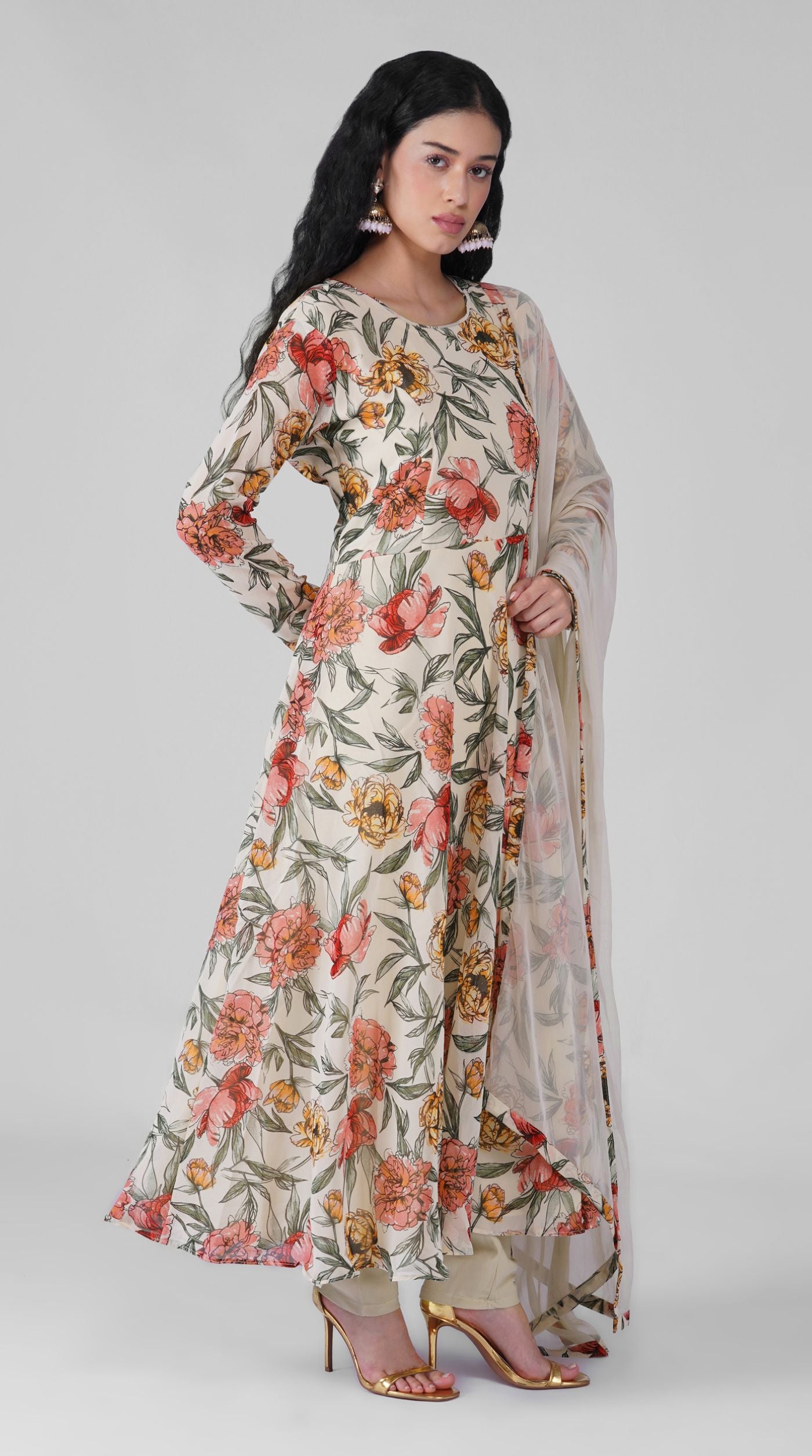 Ivory Elegant Printed Suit Set