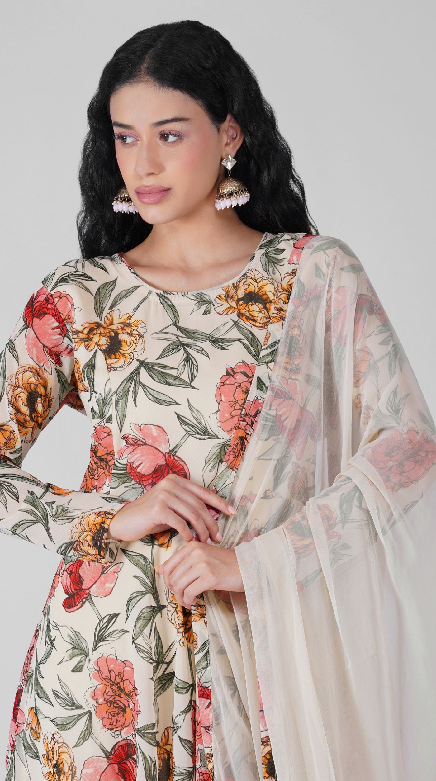 Ivory Elegant Printed Suit Set