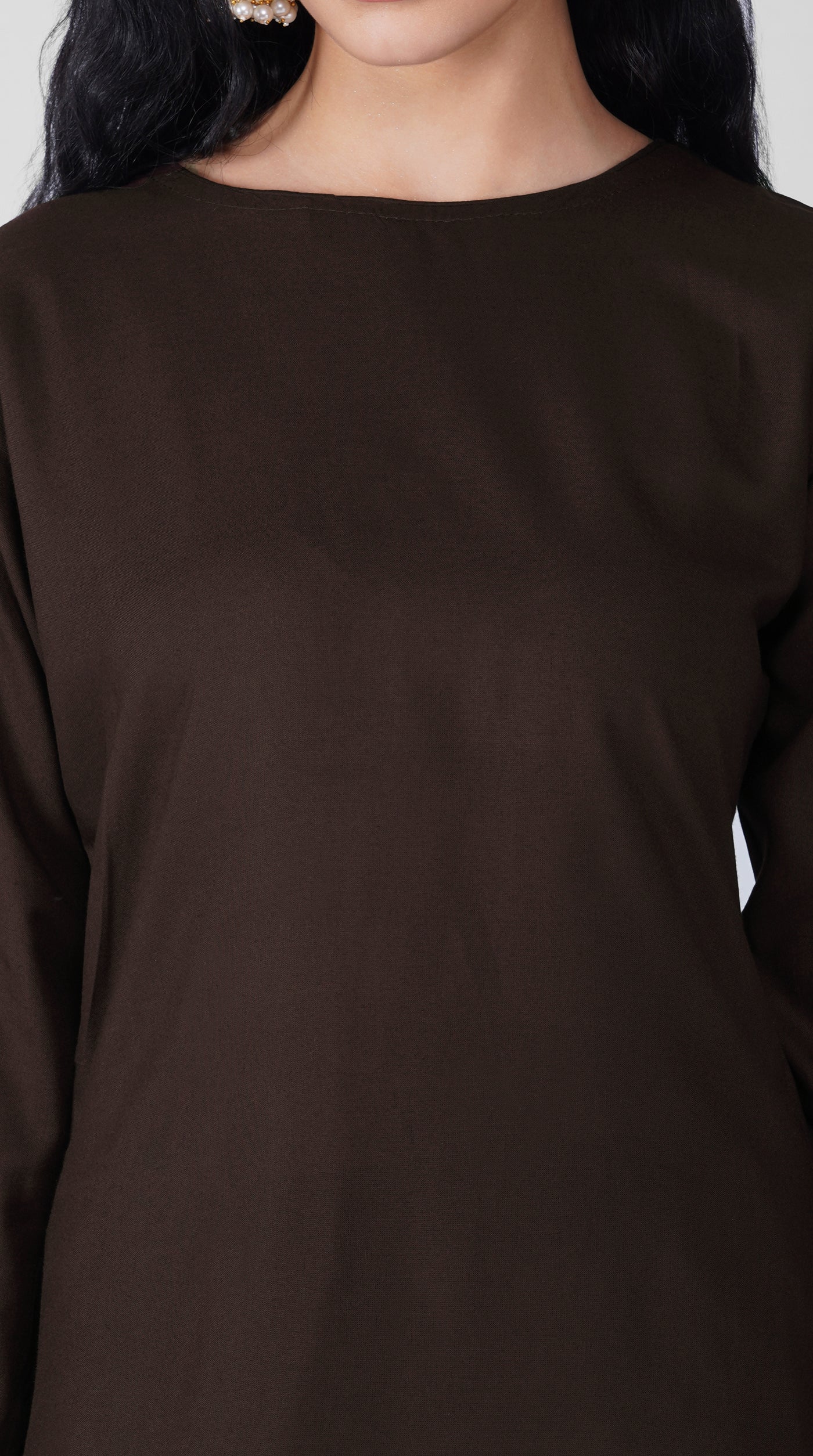 Full-length chocolate rayon suit with matching salwar