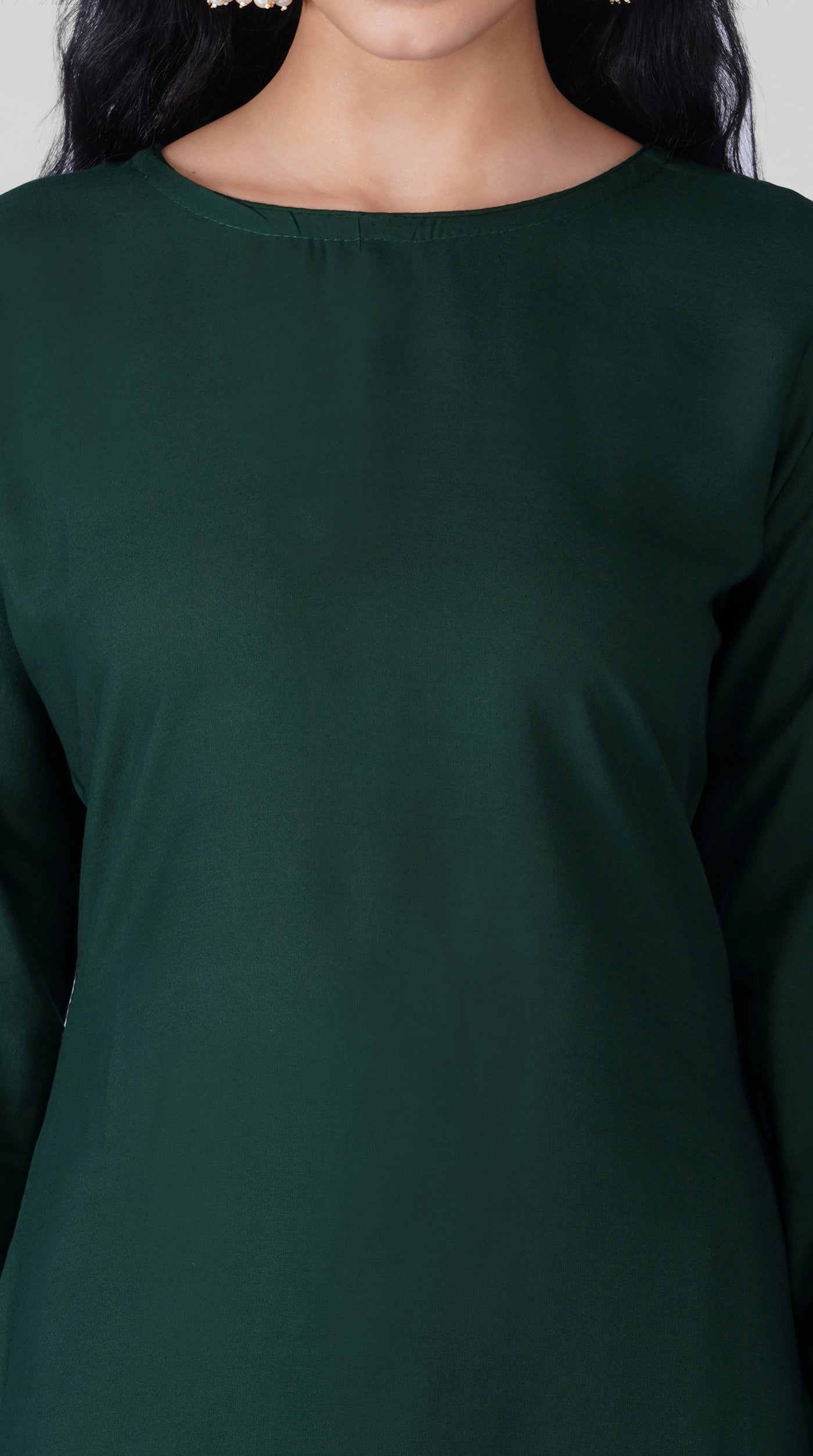 Full-length dark green suit with matching salwar