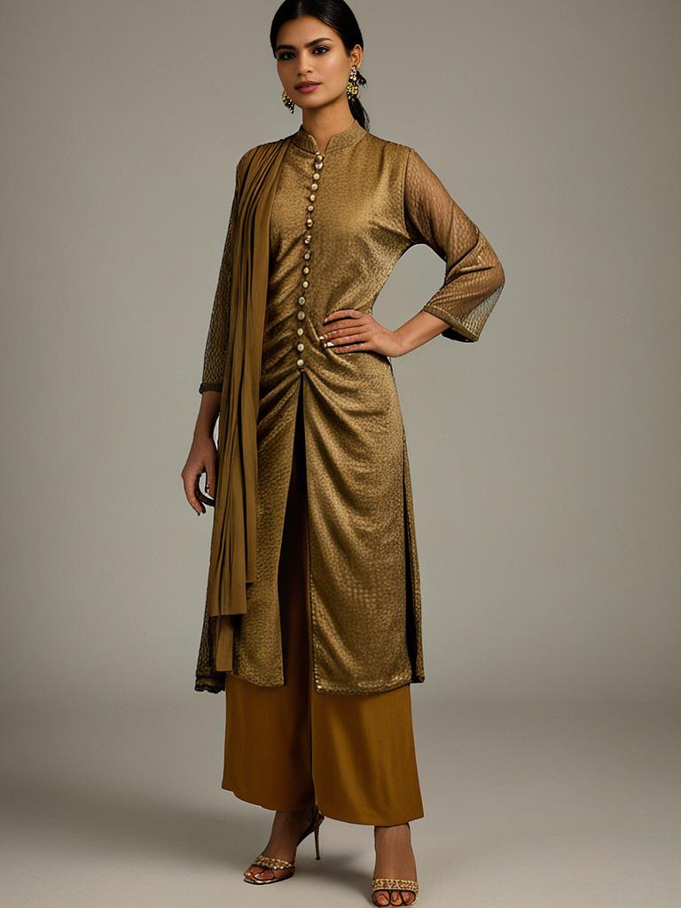 Gold Net Jacket and Trouser Set