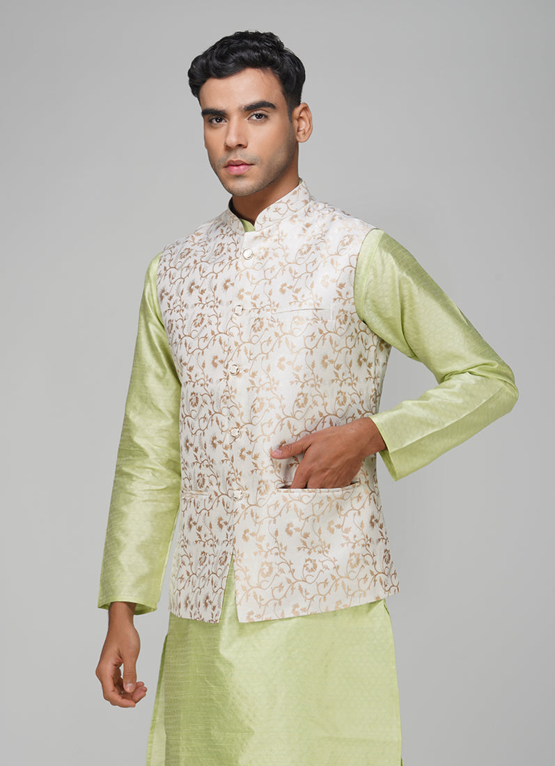 Men's Cream Brocade Jacket