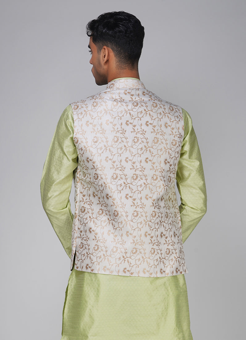 Men's Cream Brocade Jacket