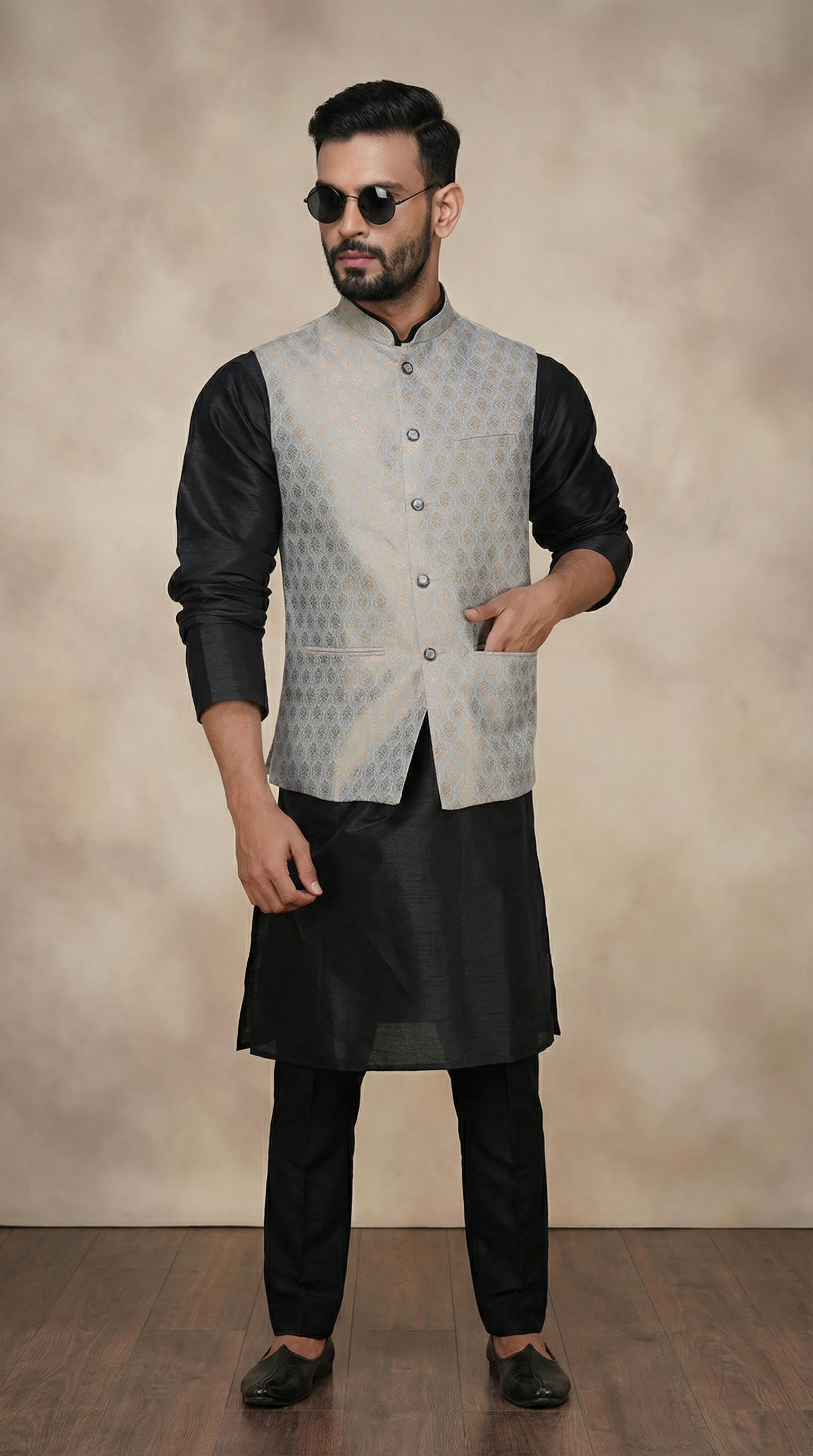 Men's Grey Brocade Jacket